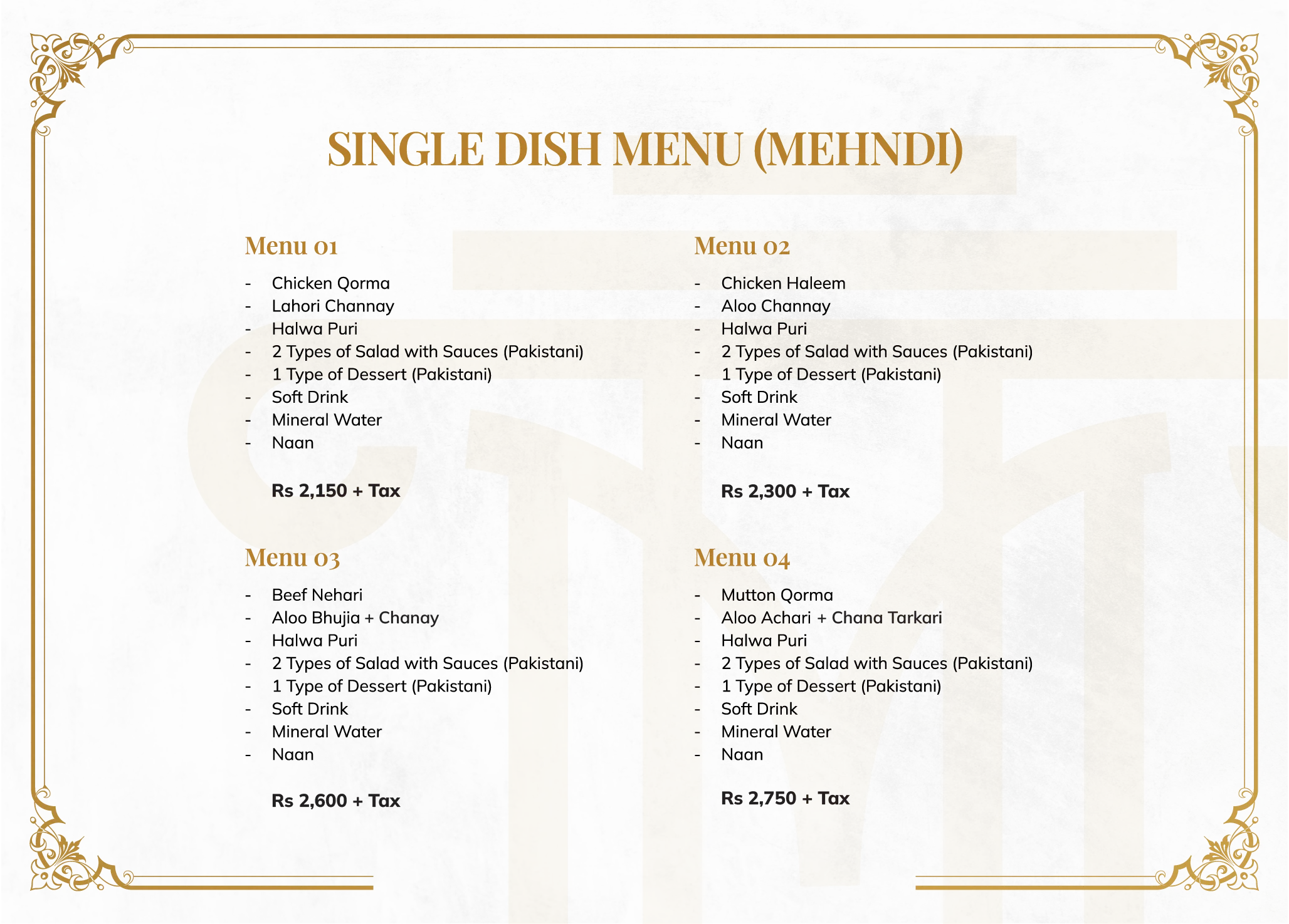mehndi menu one